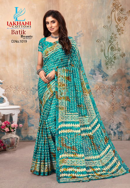 Lakhani Batik Latest Fancy Designer  Beauty Printed Cotton Saree Collection